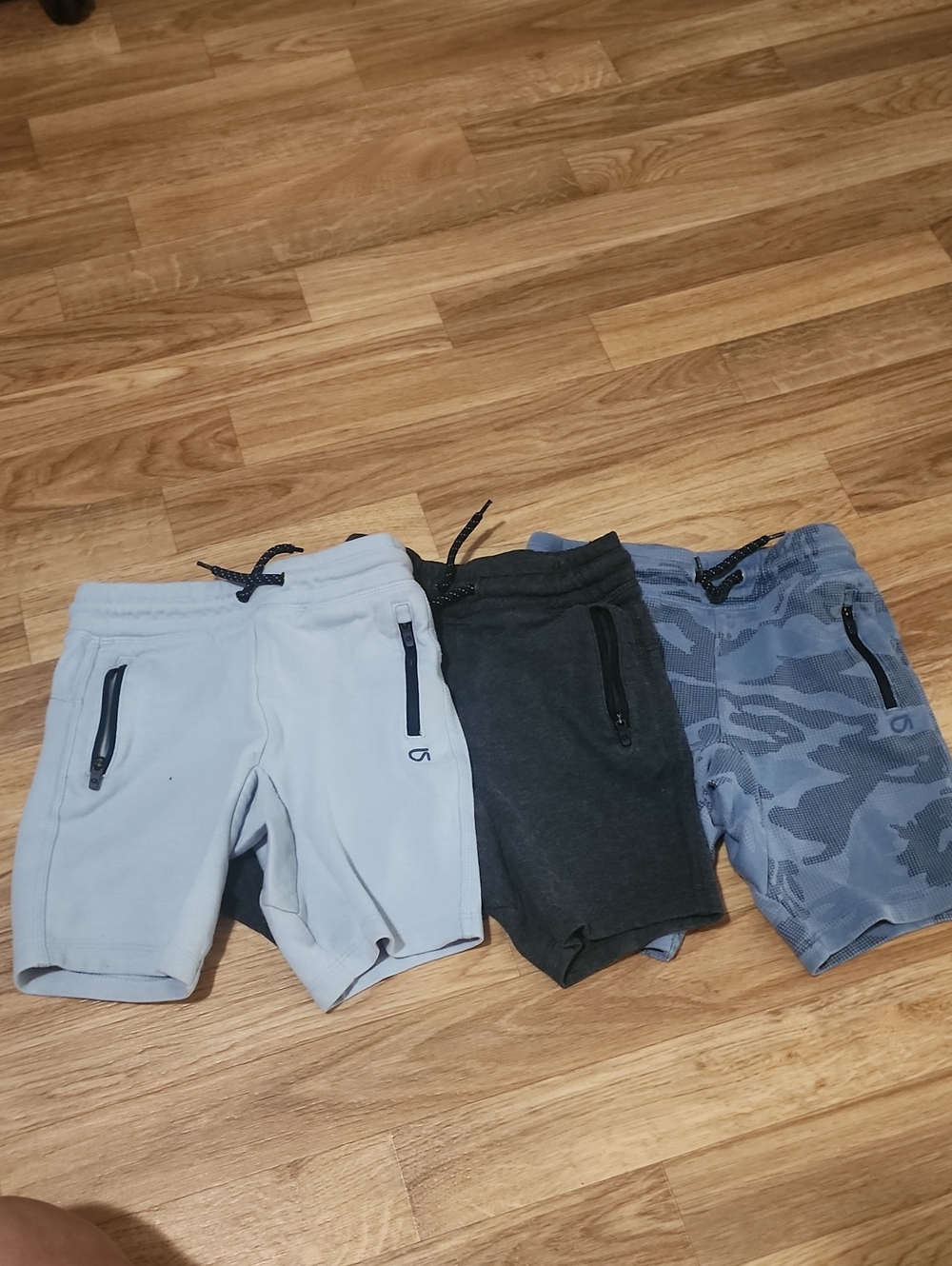 Gap Fit Casual Zip Pocket Boys' Shorts Trio - Light Gray, Charcoal, Blue Camo